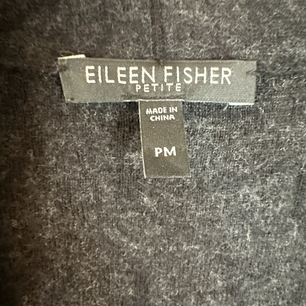 NWOT Eileen Fisher Mosaic Wool Blend Asymmetric Cardigan Sz‎ PM  Swtr Jacket Blk - Picture 3 of 6